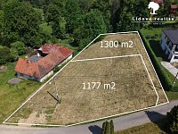 Prodej stavebního pozemku 1300 m2  Jeseník nad Odrou - Polouvsí - letecky1.jpg